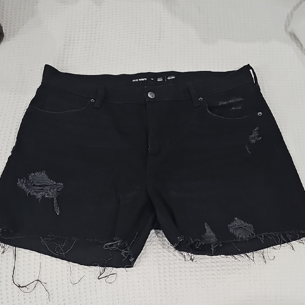 Old Navy Women's Black Distressed Shorts